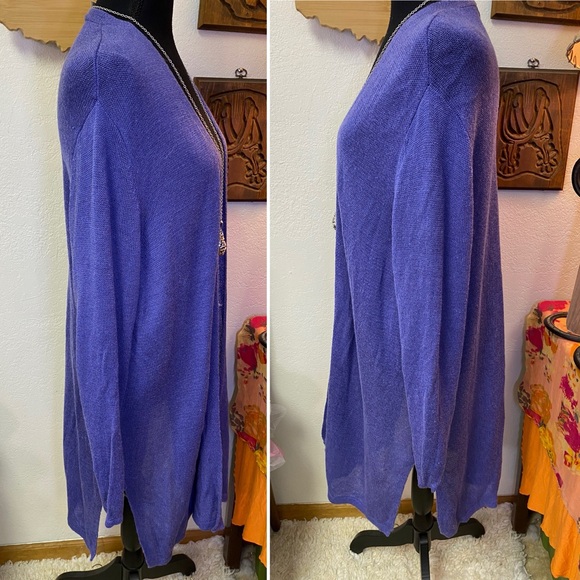 J Jill Cardigan Sweater Duster Lightweight Linen Blend Open Front Tight Knit XL - Picture 4 of 14